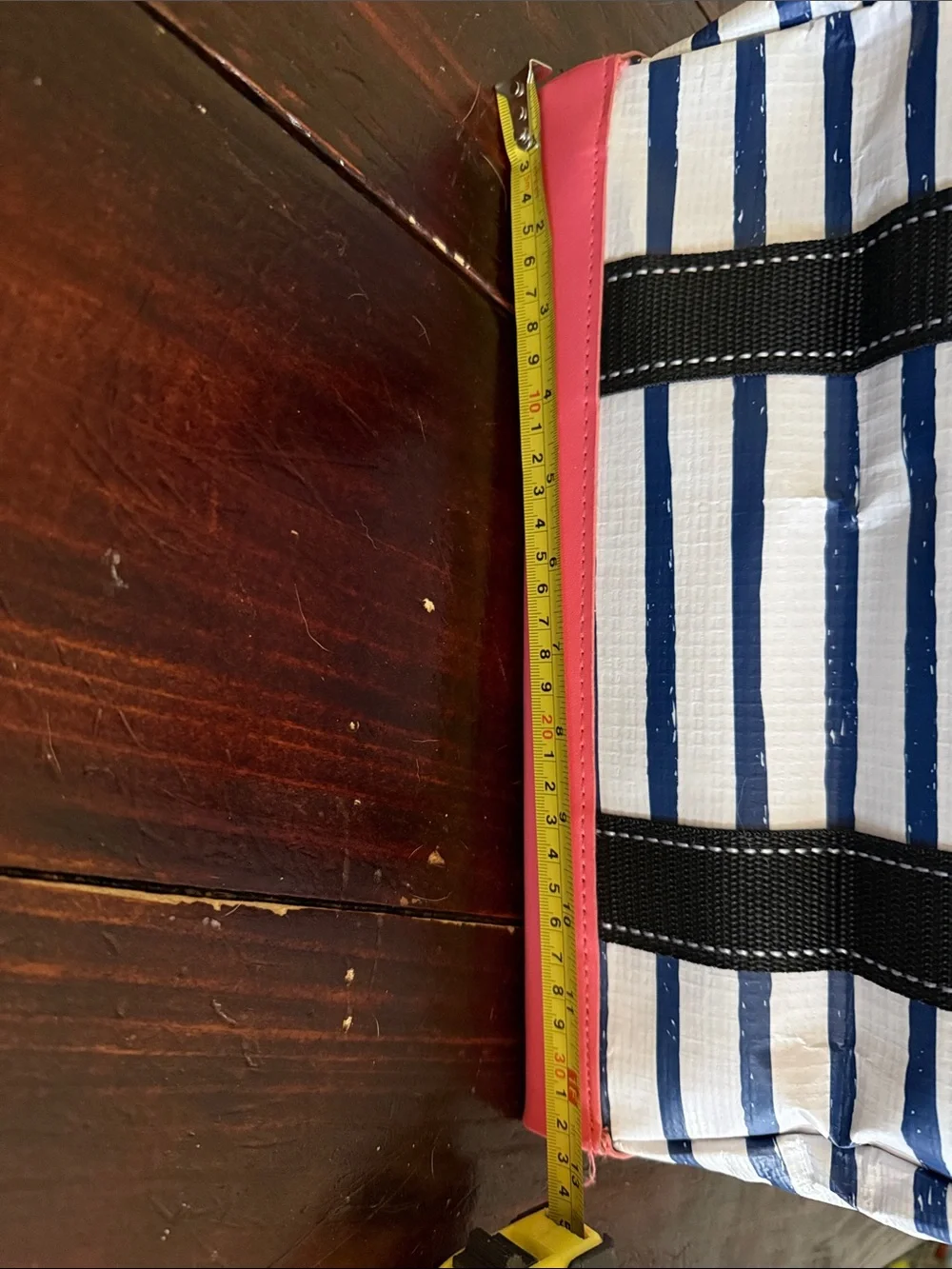 SCOUT Striped Tote in Navy, White & Pink Trim - Picture 4 of 5